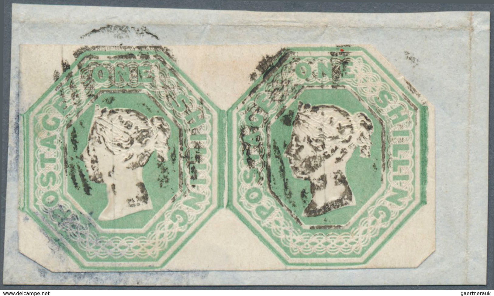 14147 Großbritannien: 1847, 1s. Green, Horizontal Pairon Small Piece Of Cover With Good Margins, Fresh, Ca - Autres & Non Classés