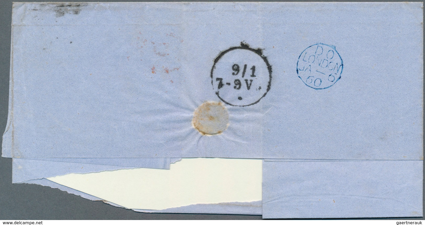 14153 Großbritannien: 1857, 4d QV Rose Horizontal Pair With Inverted Watermark On Large Part Of A Letter, - Autres & Non Classés