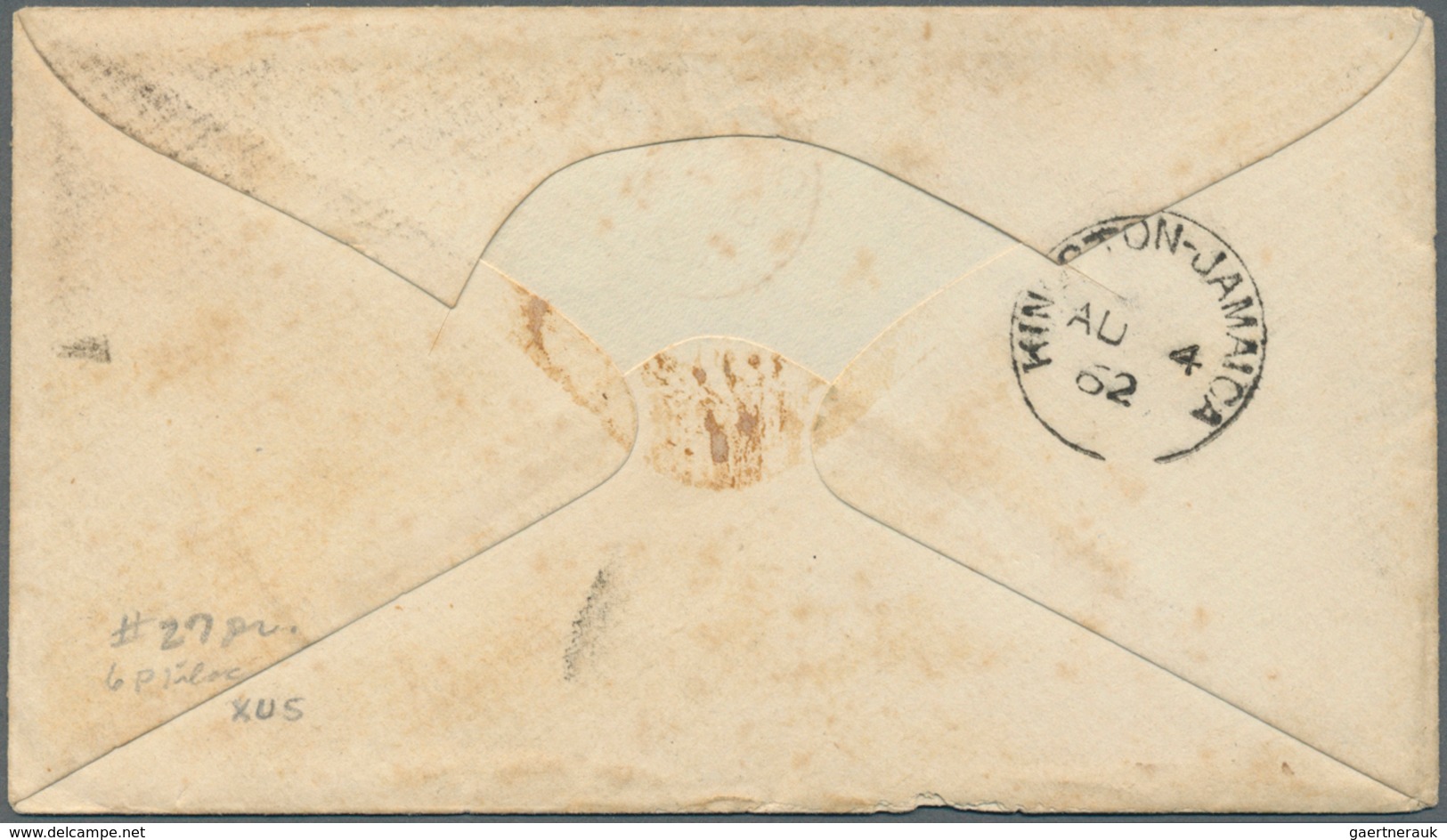 14154 Großbritannien: 1862, 6 P. Violett Two Singles On Small Letter From "LONDON 5.JY.62" To JAMAICA With - Autres & Non Classés