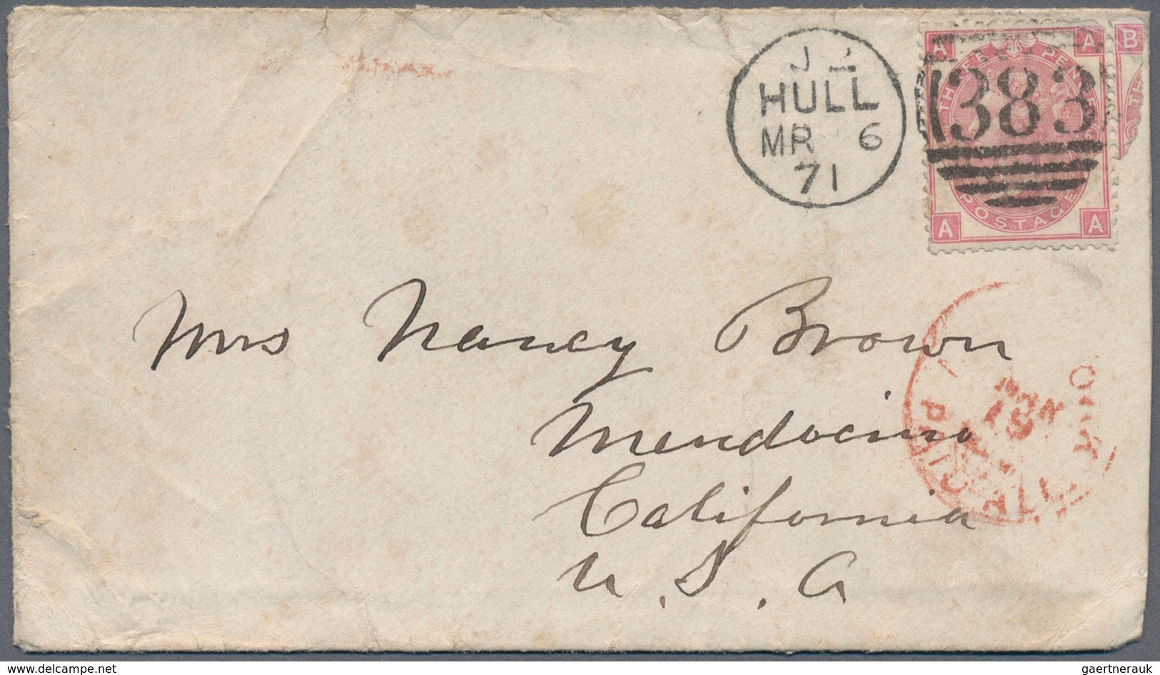 14156 Großbritannien: 1859/1897, Mail To California/USA, Two Covers And One Front To Sacramento Resp. San - Sonstige & Ohne Zuordnung