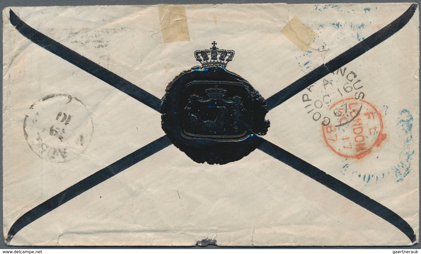 14158 Großbritannien: 1867: Mourning Cover Correctly Franked At 6d Per 1/2 Oz Addressed To Princess Henrie - Sonstige & Ohne Zuordnung