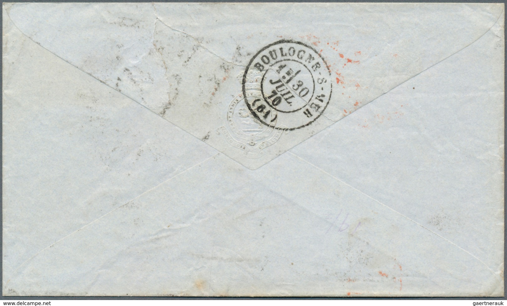 14159 Großbritannien: 1867, Four Letter Franked With 3d QV Rose With Large Corner Letter, Plate No. "5" Po - Sonstige & Ohne Zuordnung