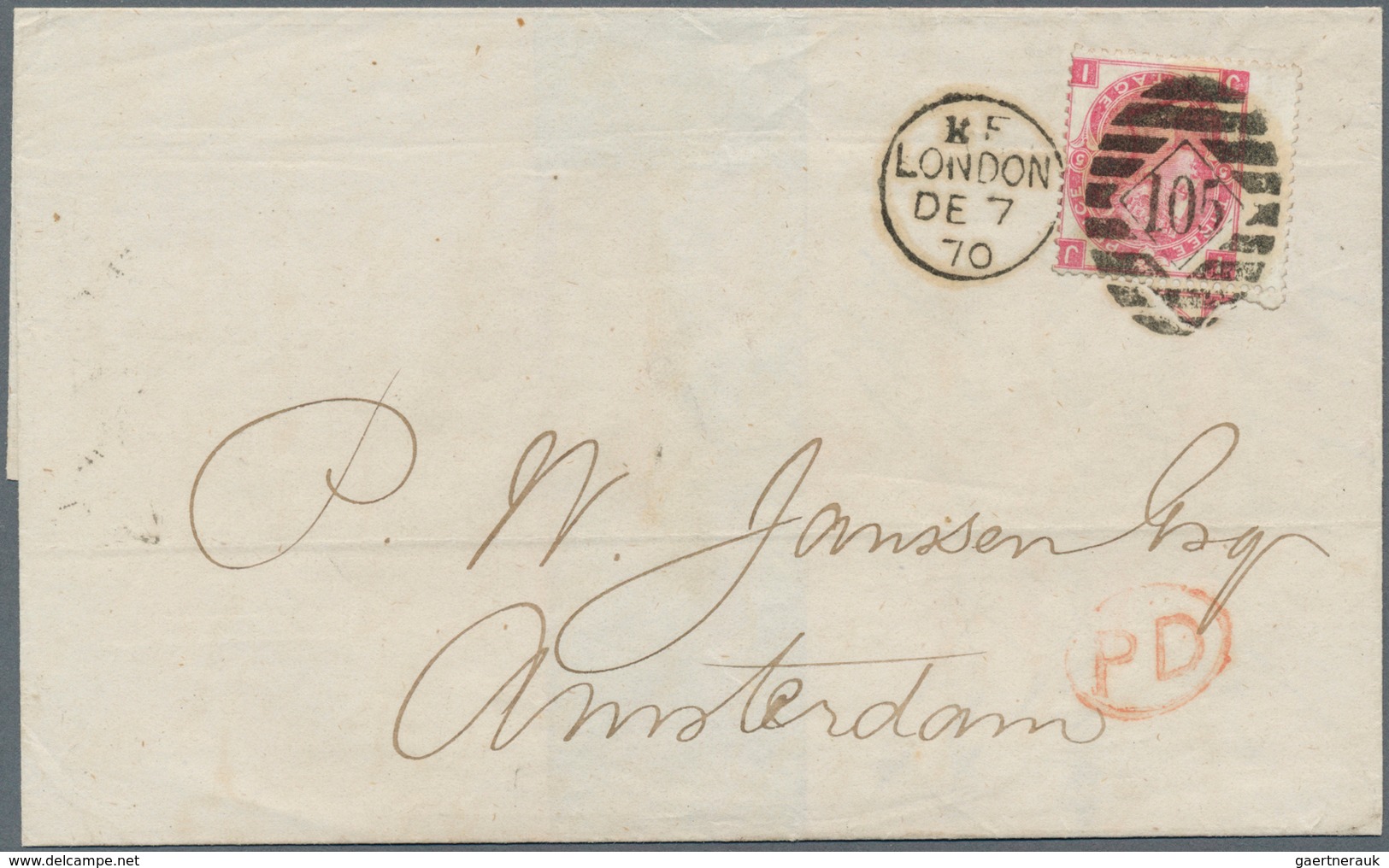 14159 Großbritannien: 1867, Four Letter Franked With 3d QV Rose With Large Corner Letter, Plate No. "5" Po - Sonstige & Ohne Zuordnung