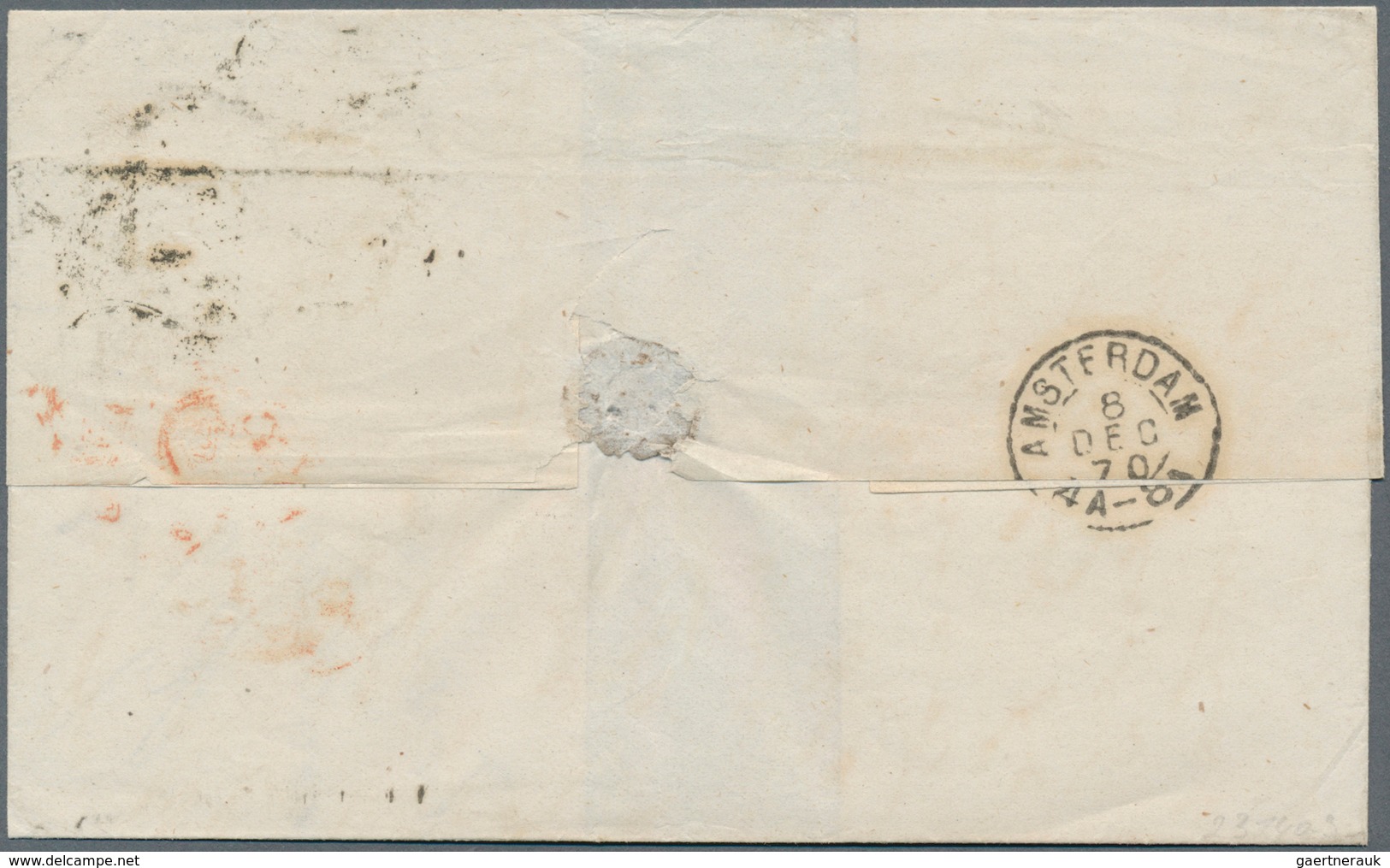 14159 Großbritannien: 1867, Four Letter Franked With 3d QV Rose With Large Corner Letter, Plate No. "5" Po - Sonstige & Ohne Zuordnung