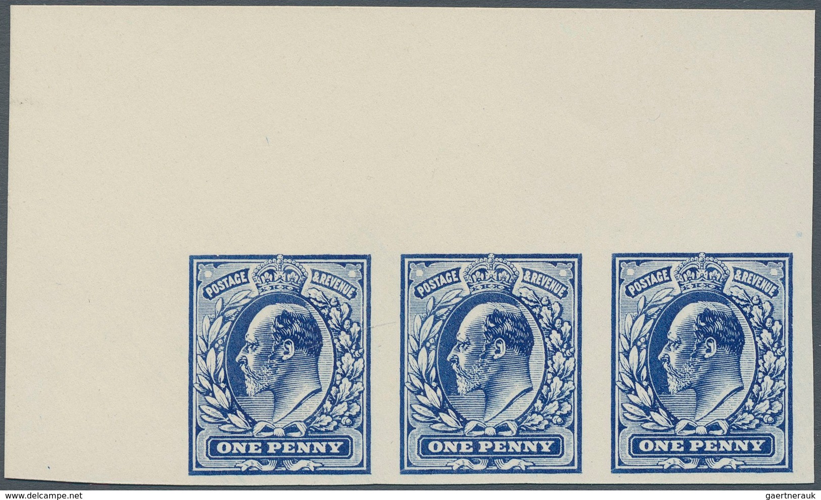 14171 Großbritannien: 1902 King Edward VII, 1d Blue ECKERLIN PLATE PROOF ESSAYS Printed In 1924 On Ungumme - Autres & Non Classés