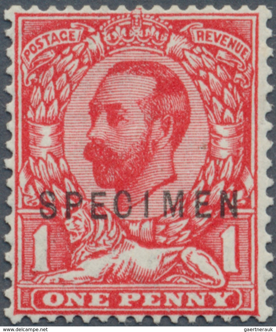 14178 Großbritannien: 1912, 1d. Scarlet, Wm Simple Cipher, Die 1B, With "Specimen" Overprint, Unmounted Mi - Autres & Non Classés