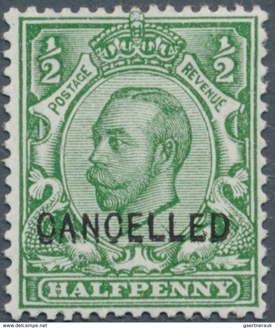 14181 Großbritannien: 1912, ½d. Green, Wm Simple Cypher, With "Cancelled" Overprint, Mint O.g. With Hinge - Autres & Non Classés