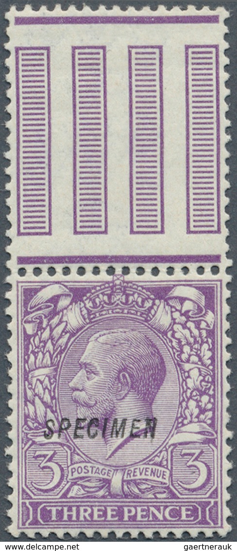 14197 Großbritannien: 1912, 3d. Violet, Wm Simple Cypher, With "Specimen" Overprint Type 23, Adjoining Gut - Autres & Non Classés