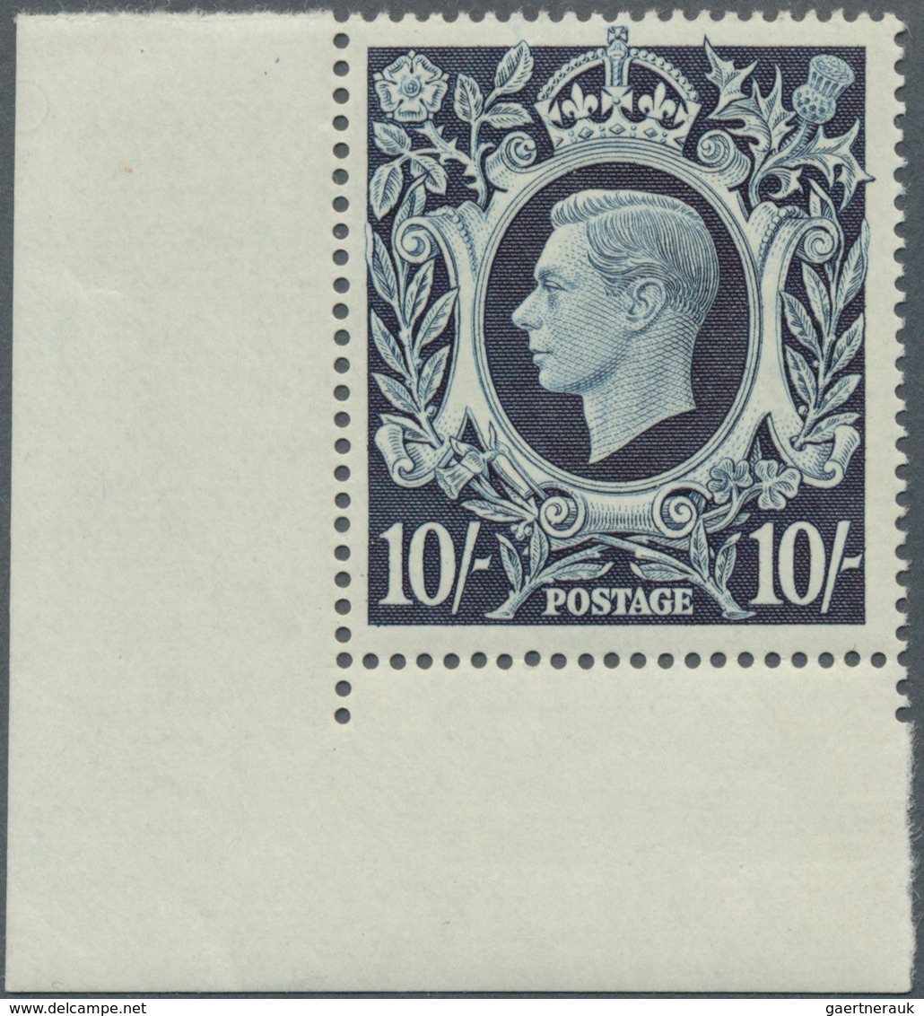 14215 Großbritannien: 1940, 10 Sh. "König Georg VI." Ungefaltete Luxus Untere Linke Bogenecke, (SG Für X: - Sonstige & Ohne Zuordnung