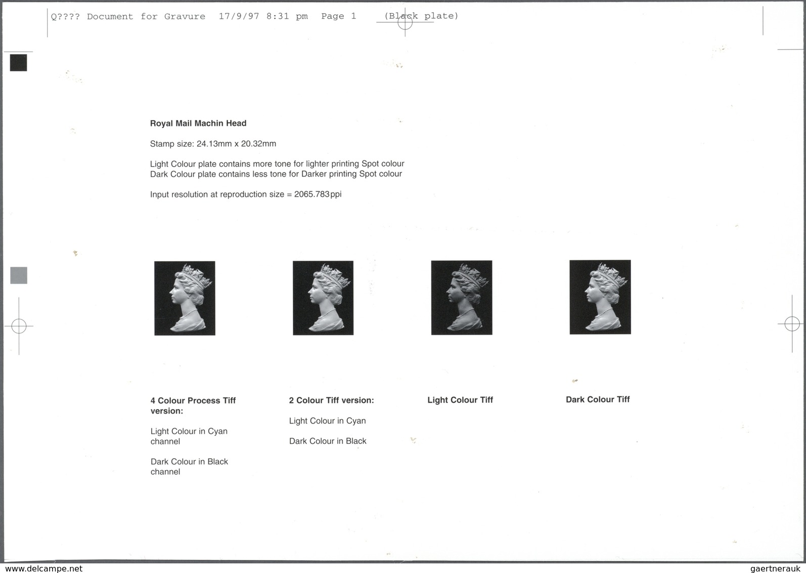 14236 Großbritannien - Machin: 1997, Proof Sheet On Photographic Paper, Size 23,4:16,3 Cm, Depicting Four - Série 'Machin'