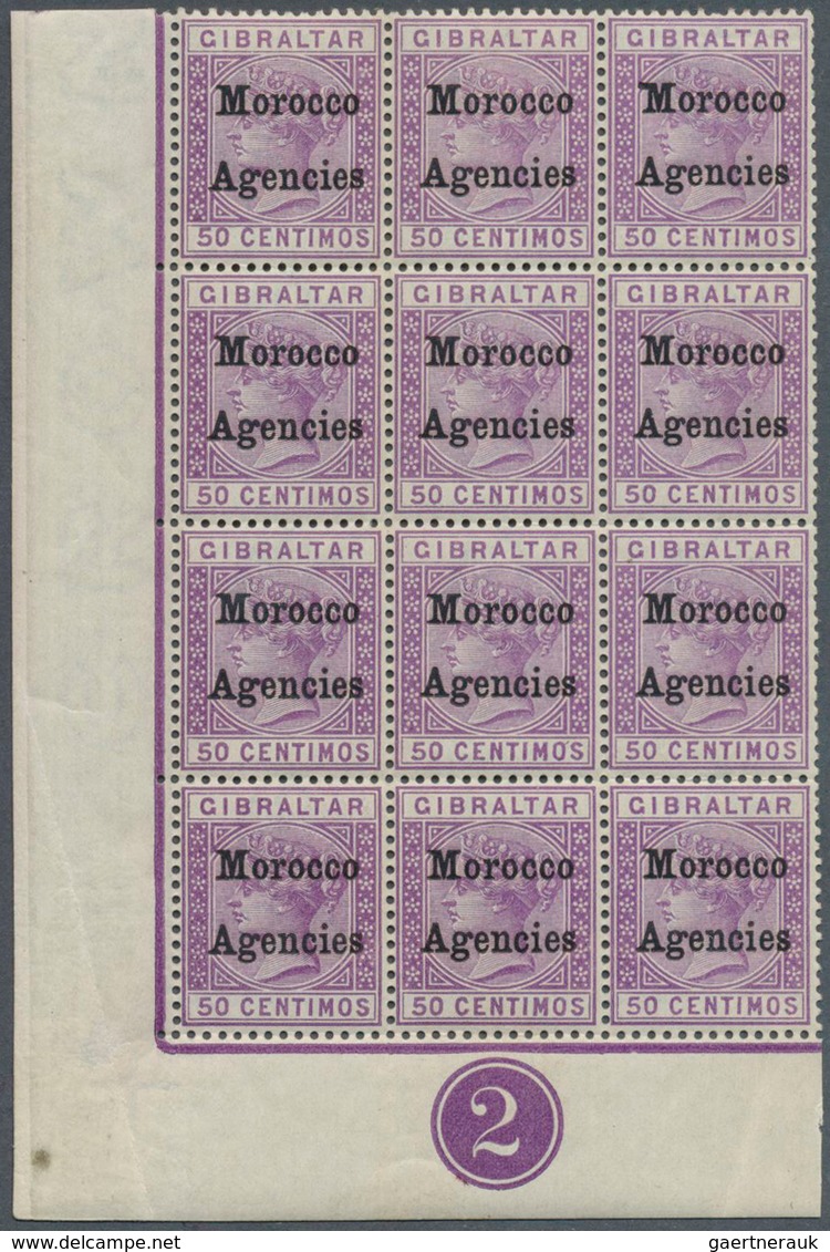 14253 Britische Post In Marokko: 1899, Gibraltar QV 50c. Bright Lilac With Opt. 'Morocco Agencies' Block O - Autres & Non Classés