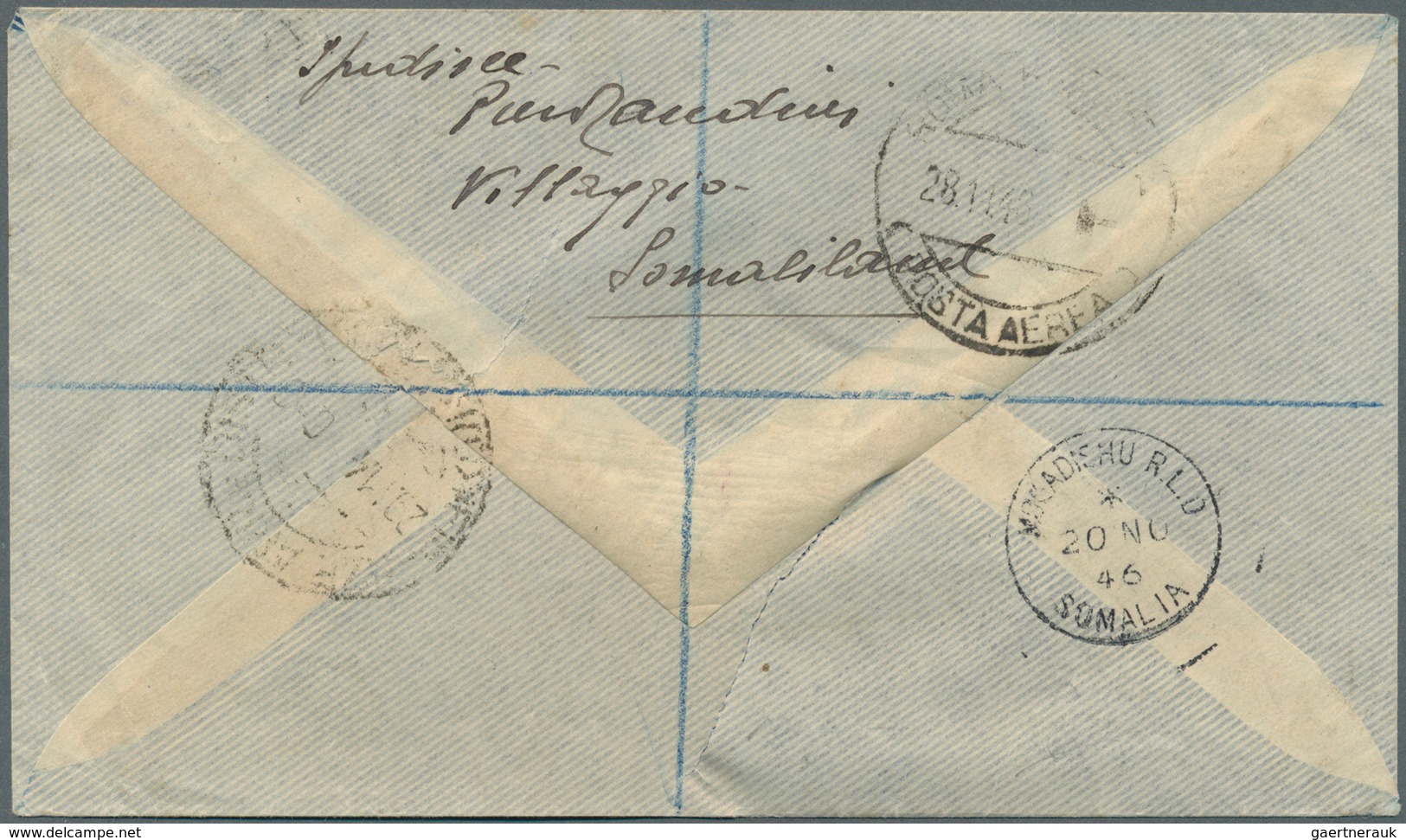 14260 Britische Militärpost II. WK: 1946/1947, British Occ. Somalia E.A.F., Group With 3 Airmail Covers: 2 - Autres & Non Classés