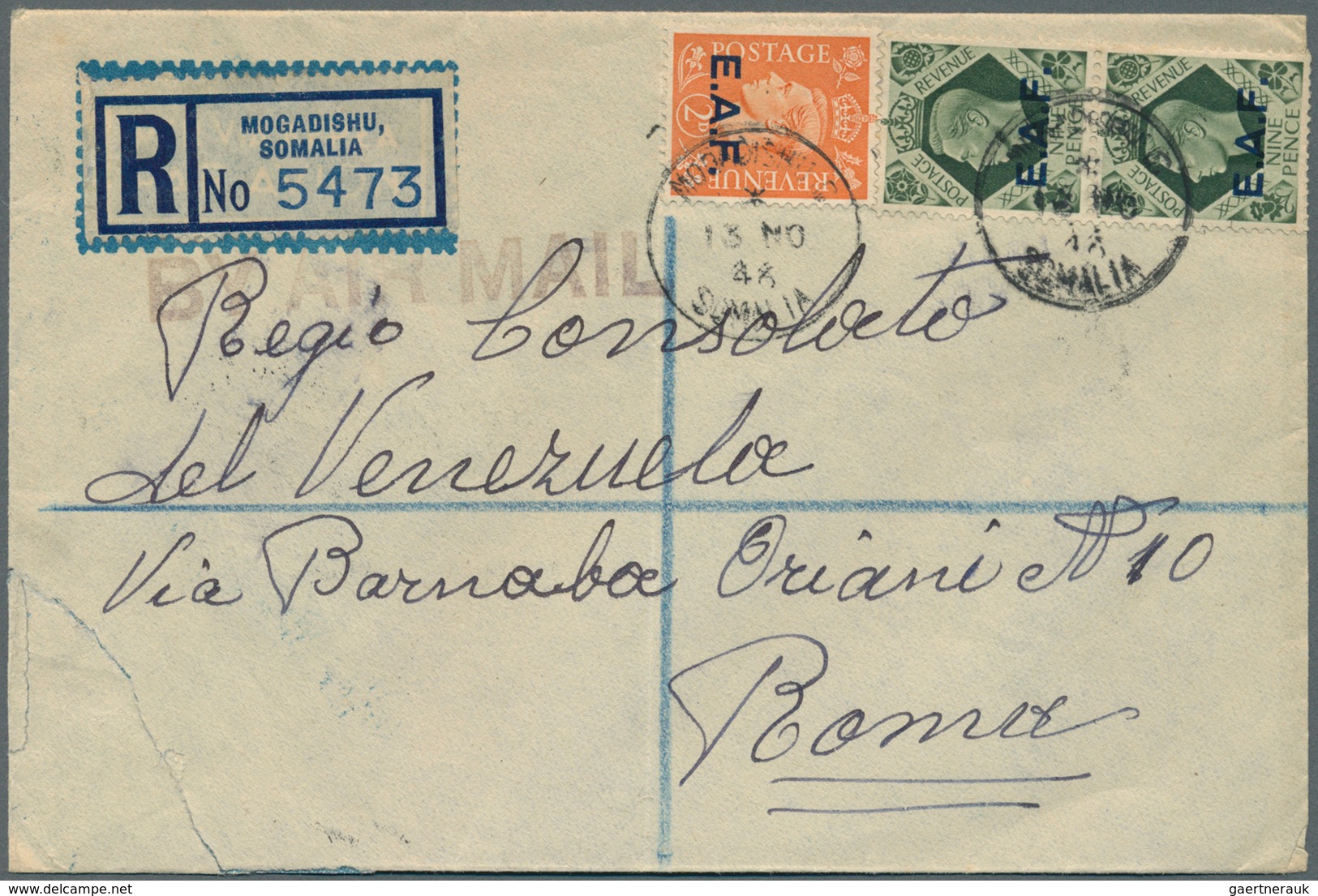 14260 Britische Militärpost II. WK: 1946/1947, British Occ. Somalia E.A.F., Group With 3 Airmail Covers: 2 - Autres & Non Classés