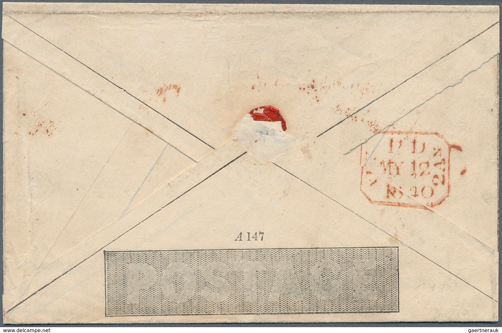 14263 Großbritannien - Ganzsachen: 1840 Mulready Envelope 1d. Used From Marylebone Street, Golden Square, - 1840 Enveloppes Mulready