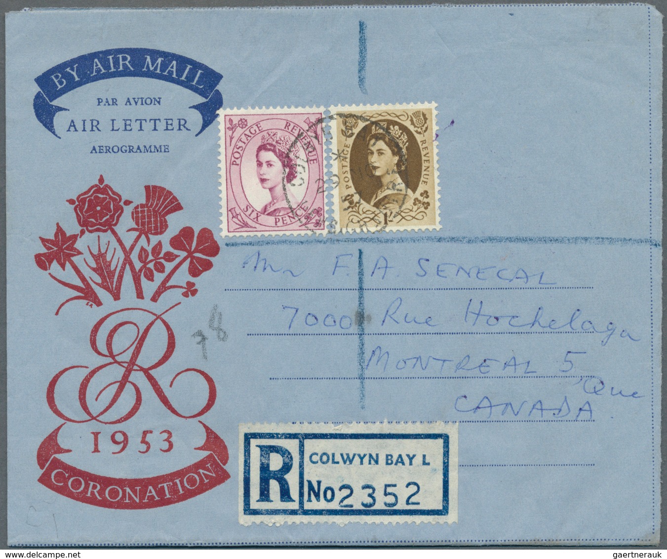 14272 Großbritannien - Ganzsachen: 1957 (29.11.), Coronation Airletter 1953 With Variety 'MISSING STAMP IM - 1840 Enveloppes Mulready