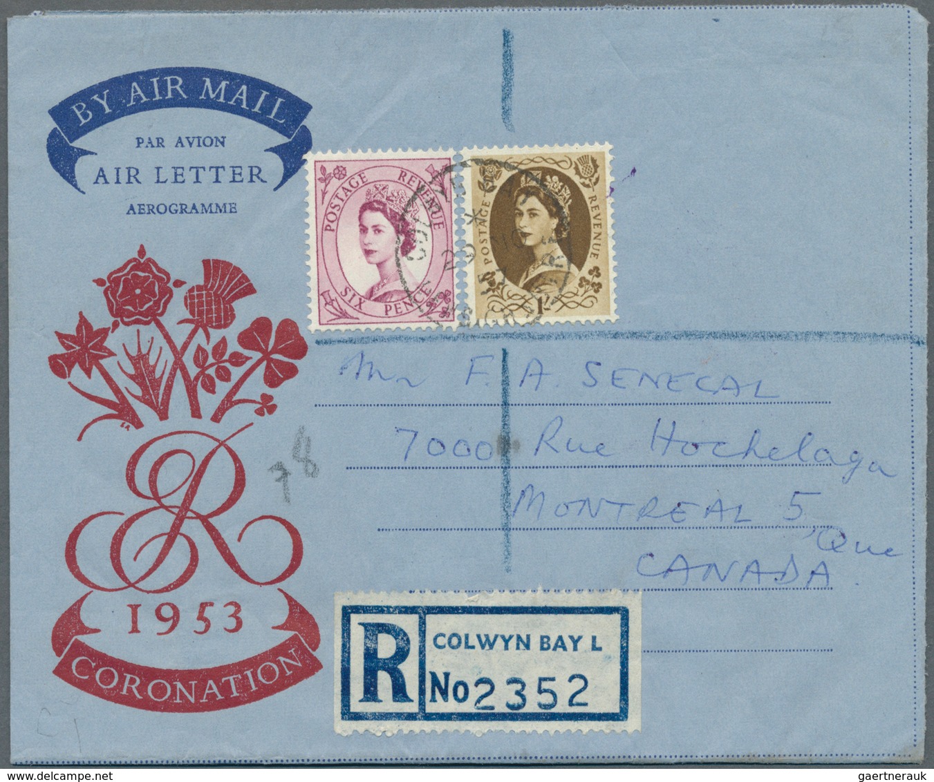 14272 Großbritannien - Ganzsachen: 1957 (29.11.), Coronation Airletter 1953 With Variety 'MISSING STAMP IM - 1840 Mulready-Umschläge