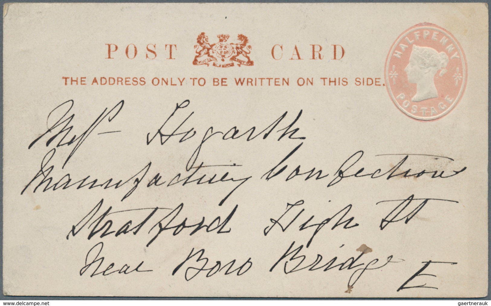 14273 Großbritannien - Privatganzsachen: 1882, Great Britain. Postcard 1/2d With Illustrated Commercial Im - Autres & Non Classés