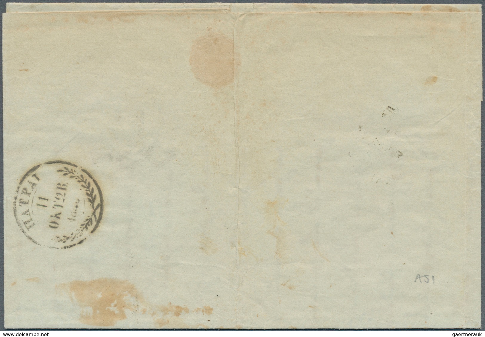 14280 Ionische Inseln - Vorphilatelie: 1845, Folded Letter With Black Crowned Double Circle PAID AT CORFU - Ionische Inseln