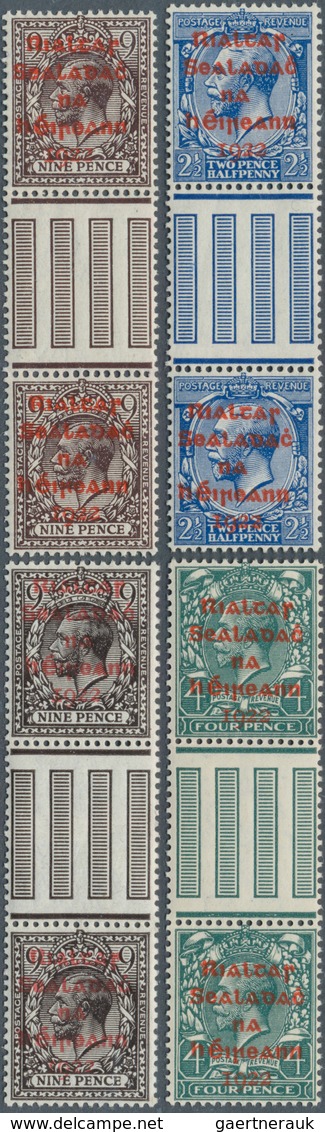 14303 Irland: 1922, "Rialtas" Overprints, Dollard Printing (red Ovp.), 2½d., 4d. And 9d. (2), Four Values - Lettres & Documents