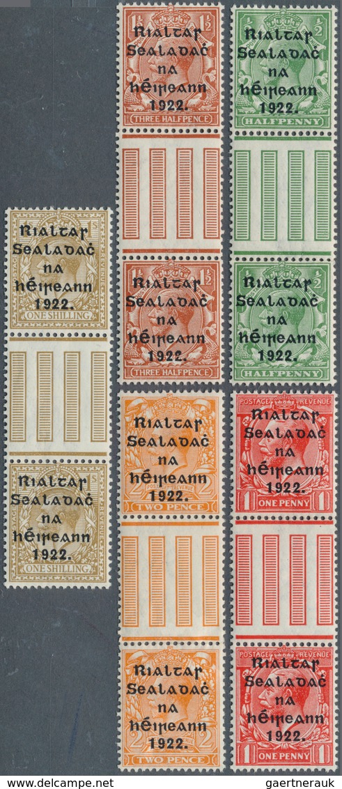14304 Irland: 1922, "Rialtas" Overprints, Thom Printing, 1½d. To 1s., Complete Set Of Five Values In (fold - Lettres & Documents