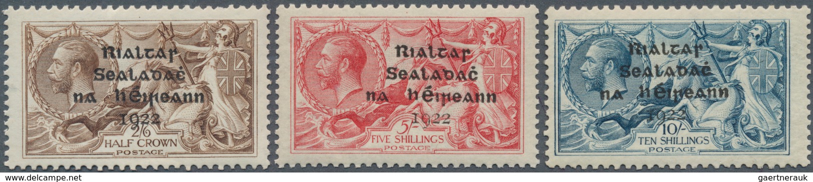 14306 Irland: 1922, "Rialtas" Overprints, Dollard Printing, Three High Values Unmounted Mint (few Irregula - Lettres & Documents