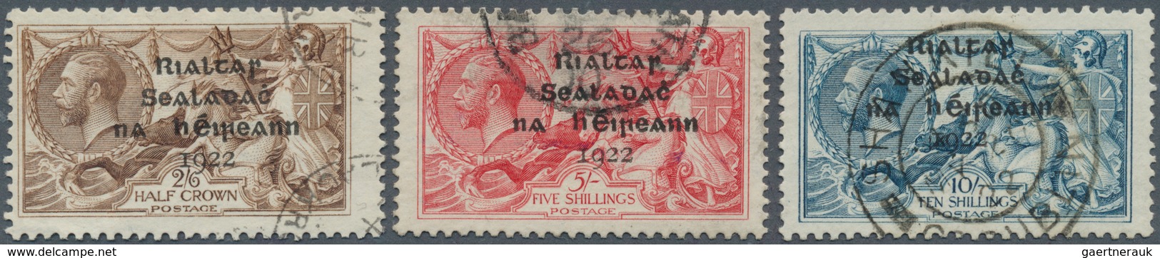 14307 Irland: 1922, "Rialtas" Overprints, Dollard Printing, Three High Values Neatly Cancelled. SG £550 (M - Briefe U. Dokumente