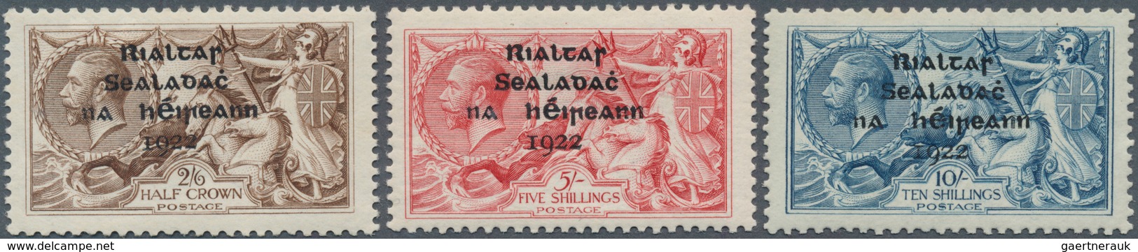 14309 Irland: 1922, "Rialtas" Overprints, Thom Printing, Three High Values Unmounted Mint, Signed Vossen. - Lettres & Documents