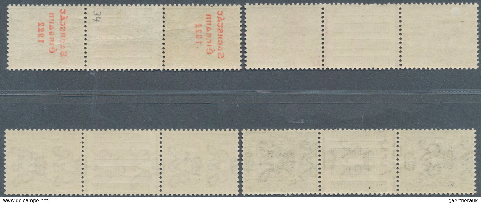 14311 Irland: 1922, "Saorstat" Overprints, ½d. To 1s., Complete Set Of Twelve Values In (folded) Gutter Pa - Briefe U. Dokumente