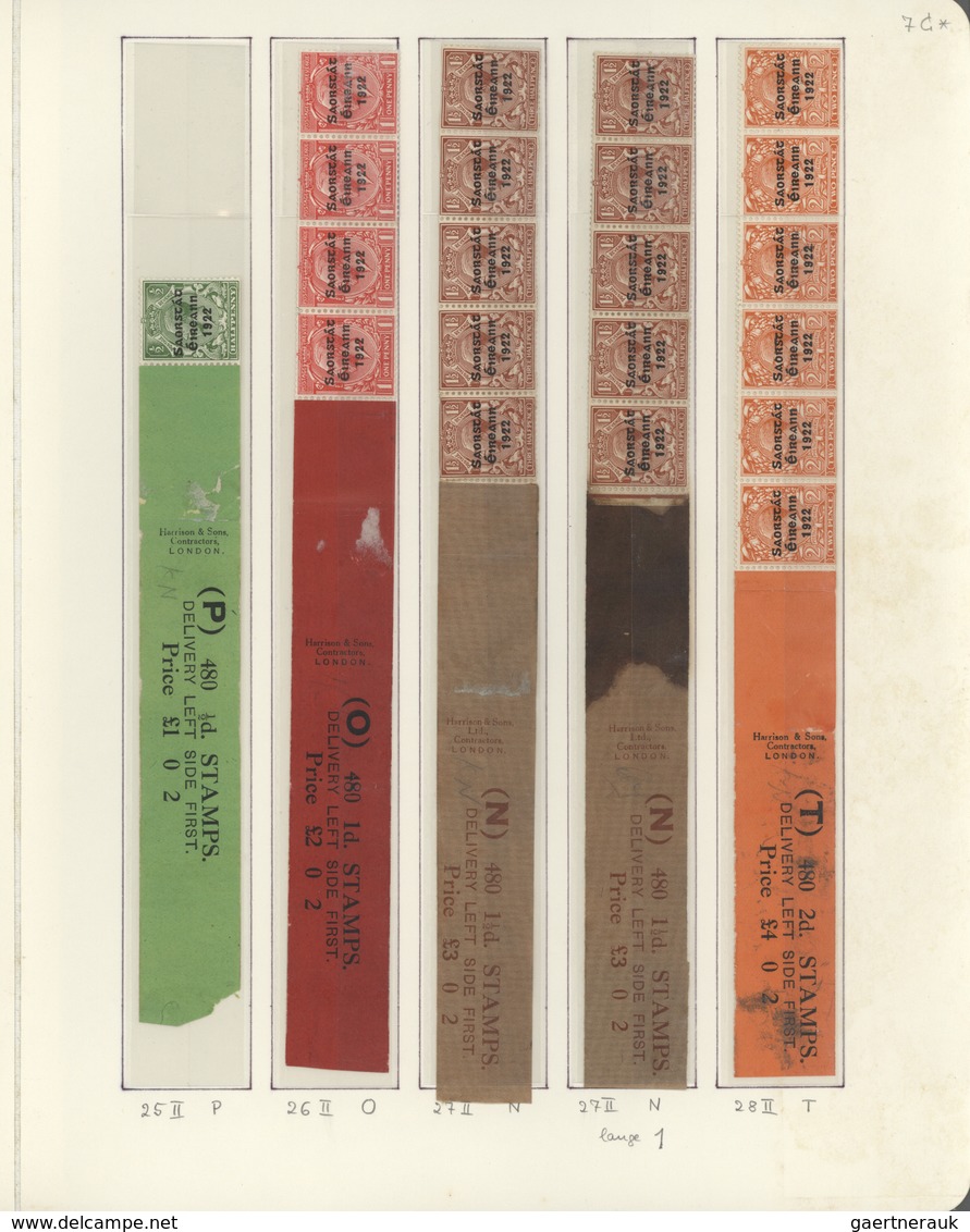 14313 Irland: 1922, Coils, Harrison 3-line "Saorstat" Overprints, Horizontal Feed ½d., 1d., 1½d. (2) And 2 - Lettres & Documents