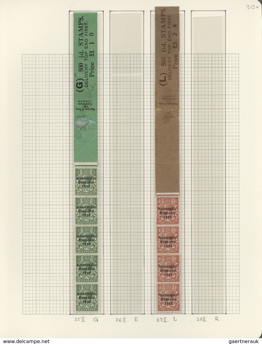 14313 Irland: 1922, Coils, Harrison 3-line "Saorstat" Overprints, Horizontal Feed ½d., 1d., 1½d. (2) And 2 - Lettres & Documents