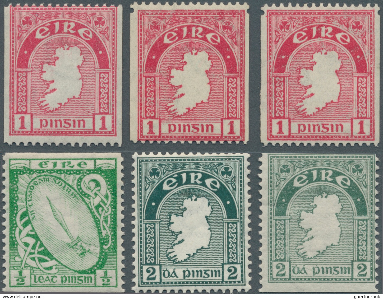 14316 Irland: 1922/1934, Definitives "National Symbols", Wm "SE", Group Of Six Values: 71a, 72b, 72bw, 72c - Lettres & Documents