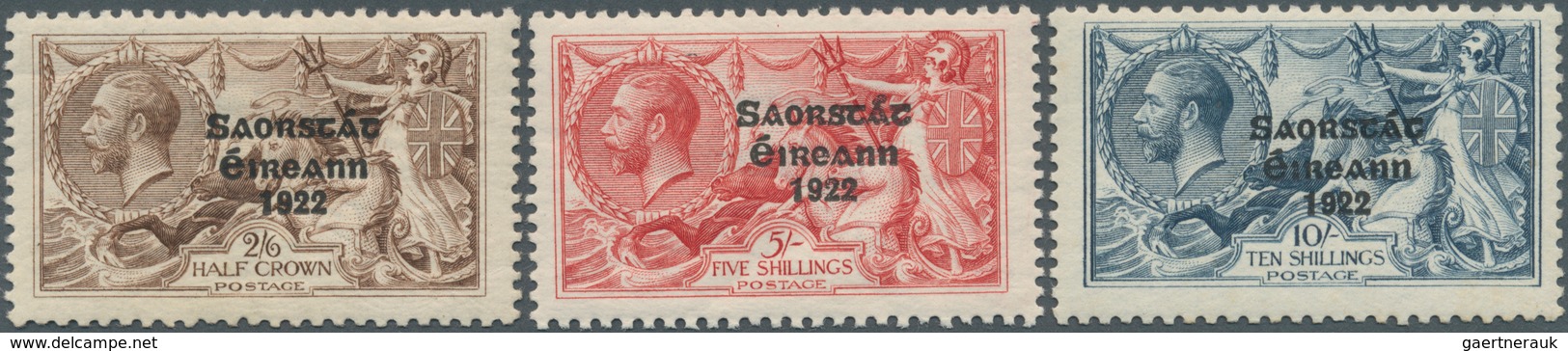 14324 Irland: 1925, "Saorstat" Overprints, Narrow Date, Three High Values, Unmounted Mint, 2s.6d. And 10s. - Lettres & Documents