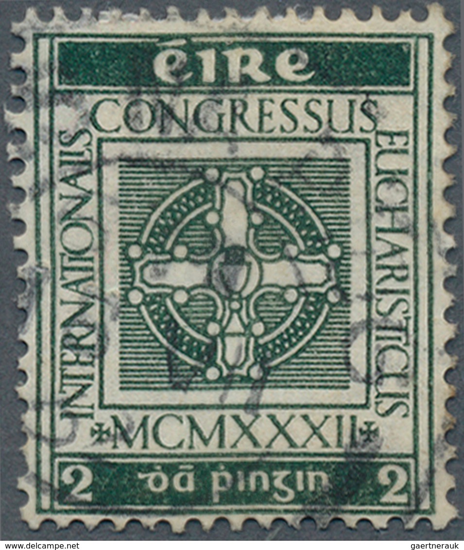 14328 Irland: 1932, Euraristic Congress, 2pg. Grey-green With Inverted Watermark, Neatly Cancelled By C.d. - Lettres & Documents