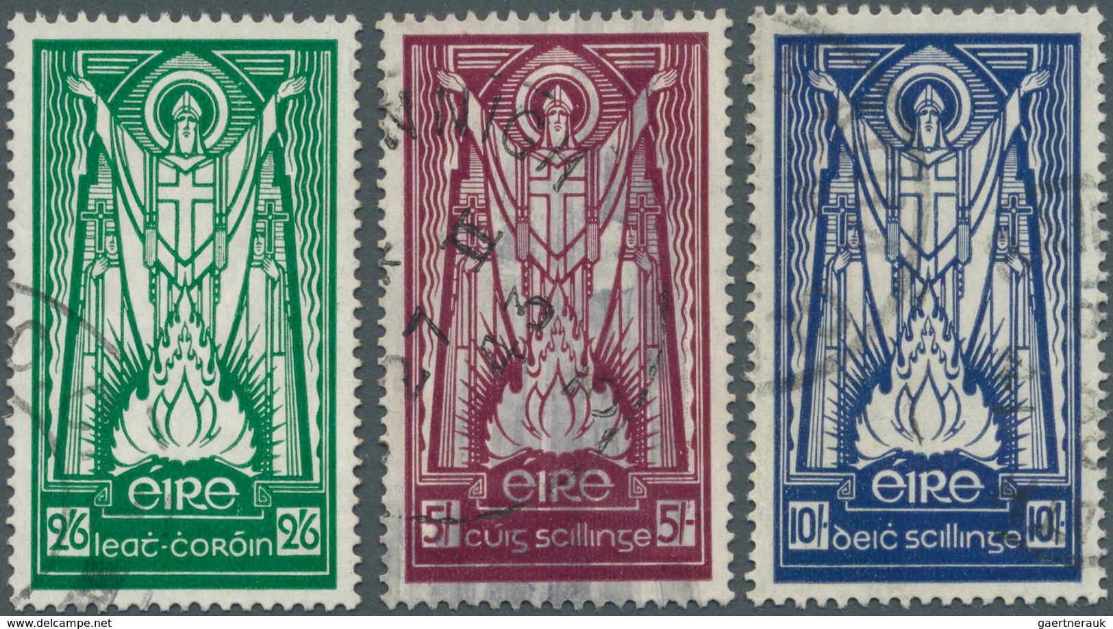 14330 Irland: 1937, Definitves "St.Patrick", Three Values With Inverted Watermark "SE", Used. SG £2350 (Mi - Lettres & Documents