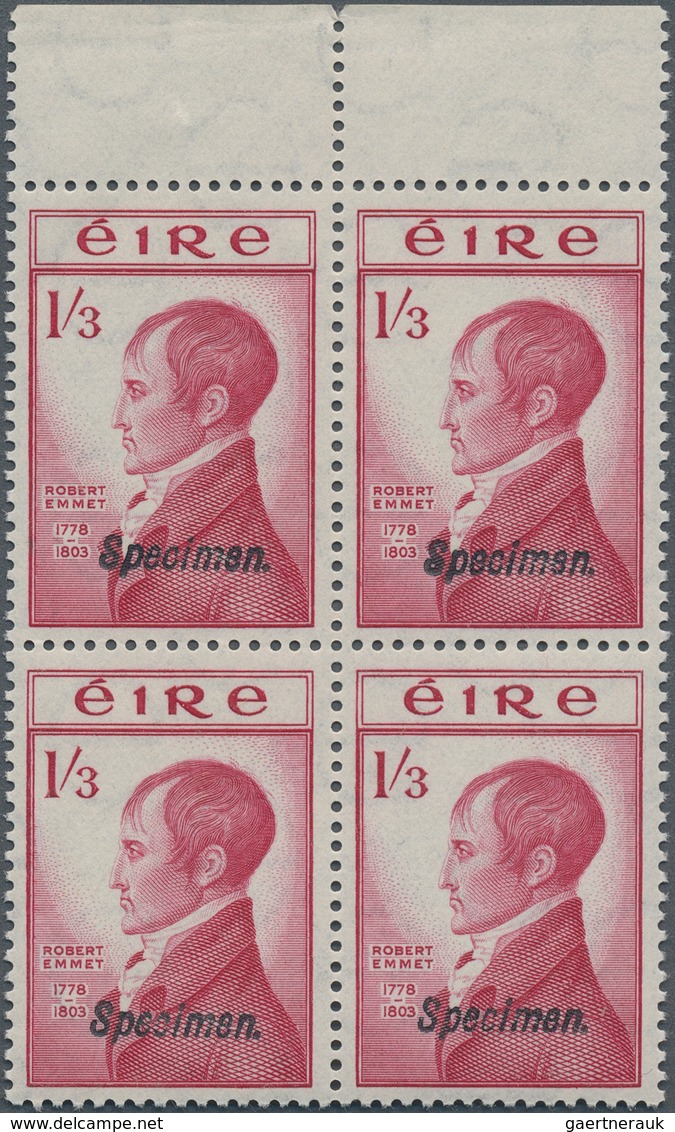 14338 Irland: 1952/1964, Group Of Eleven "Specimen" Stamps Incl. A Block Of Four. - Briefe U. Dokumente