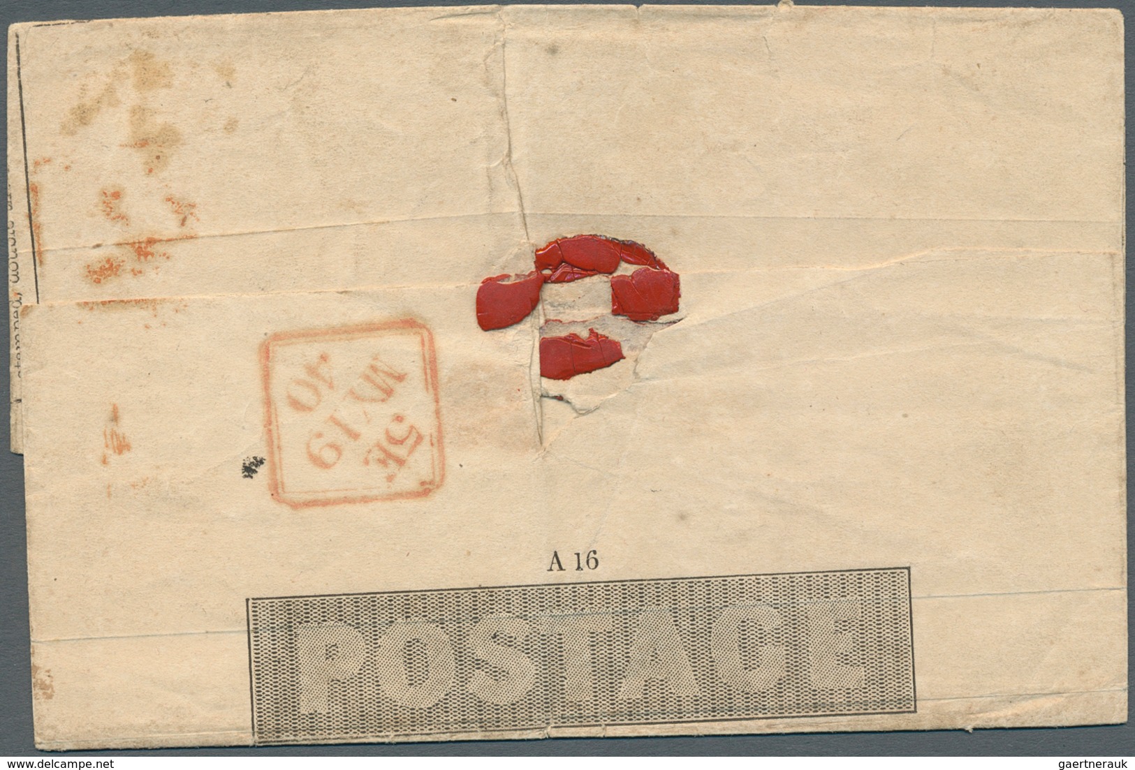 14400 Irland - Ganzsachen: 1840, Mulready 1 D. Lettesheet (A 16) Used From Dublin With Red MC On Front And - Ganzsachen
