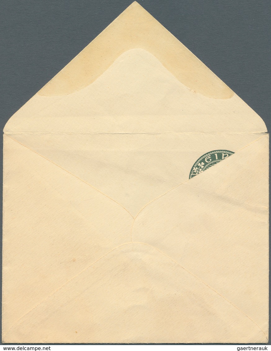 14403 Irland - Ganzsachen: 1930, Irish Harp 2 D. Olive Green Envelope With Variety "the Stamp Is Inside Of - Ganzsachen