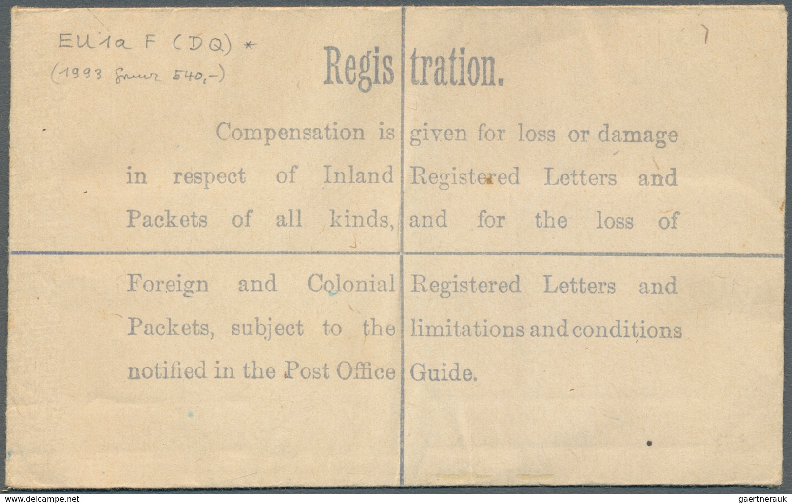 14419 Irland - Ganzsachen: British Dominion: 1922, King Georg V. 5 D. Pale Green Registered Envelope, Size - Ganzsachen