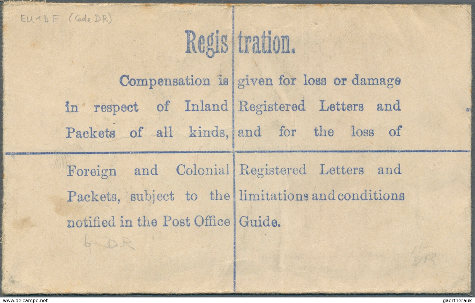 14424 Irland - Ganzsachen: British Dominion: 1922, King Georg V. 5 D. Olive Green Registered Envelope, Siz - Ganzsachen
