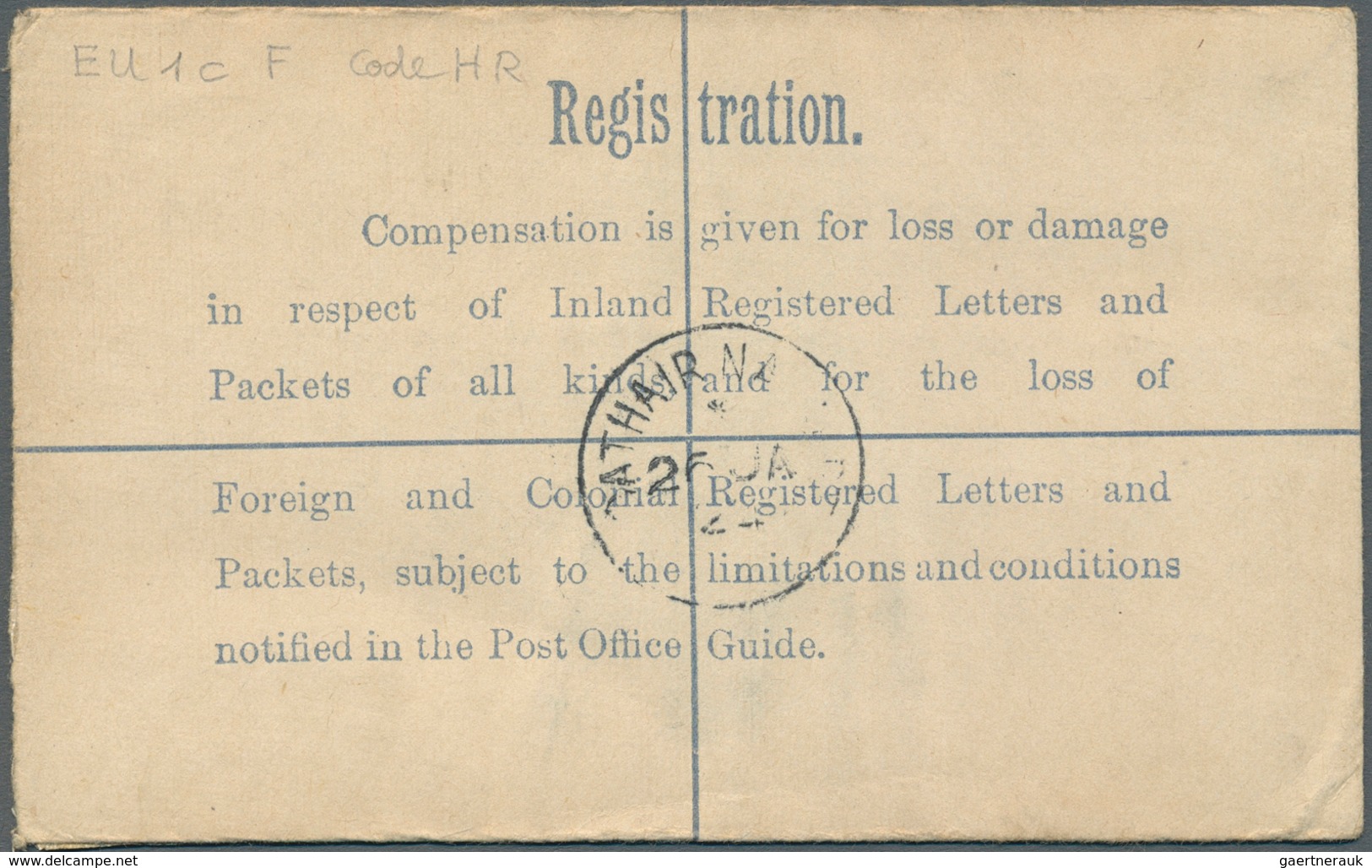 14428 Irland - Ganzsachen: British Dominion: 1923, King Georg V. 5 D. Olive Green Registered Envelope, Siz - Entiers Postaux