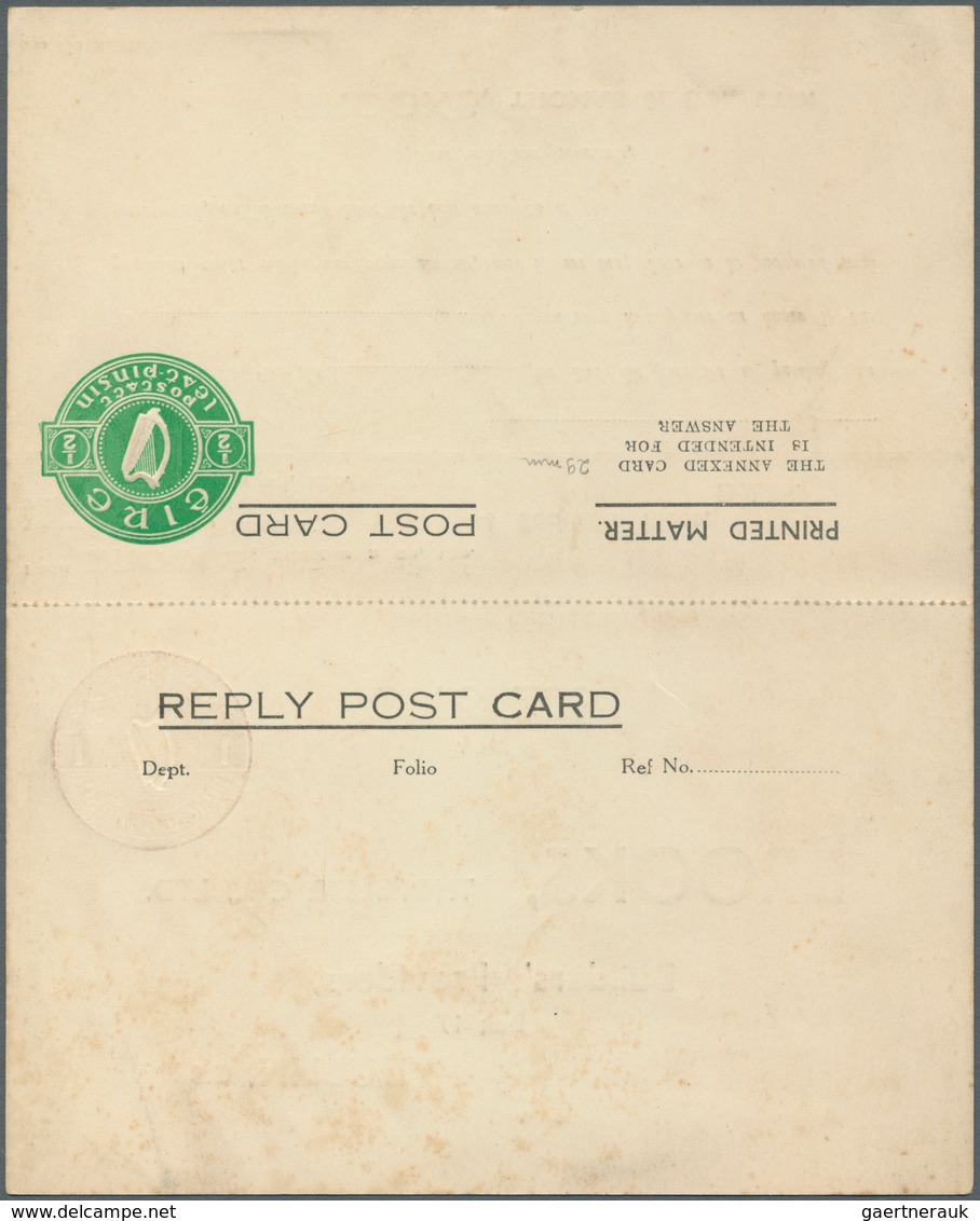14443 Irland - Ganzsachen: Brooks, Thomas & Co.: 1937, 1 D. Red + 1/2 D. Pale Green Double Card, Unused, T - Ganzsachen