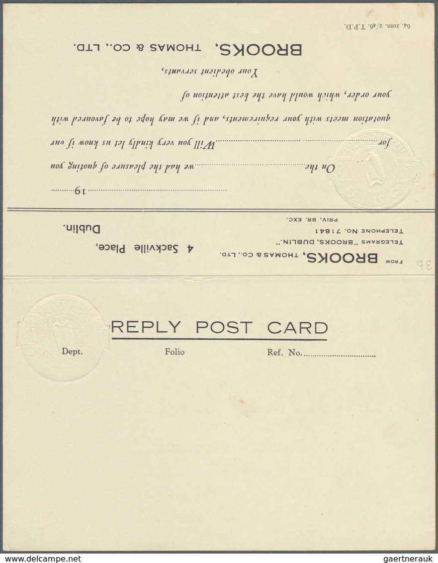 14445 Irland - Ganzsachen: Brooks,, Thomas & Co.: 1946, 1/2 D. Pale Green And 1 1/2 D. Pale Violet Double - Entiers Postaux