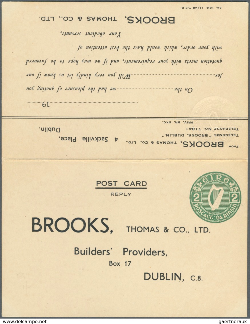 14446 Irland - Ganzsachen: Brooks,, Thomas & Co.: 1948, 1 1/2 D. Pale Violet And 2 D. Olive Gren, Double C - Entiers Postaux