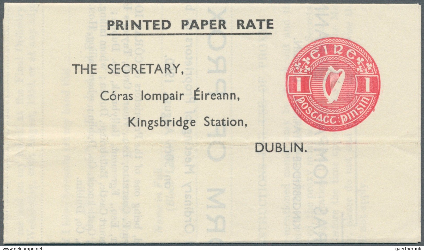14452 Irland - Ganzsachen: Córas Lompair Éreann: 1948, 2 D. Red "proxy" Letter Sheet With Watermark, Unuse - Entiers Postaux