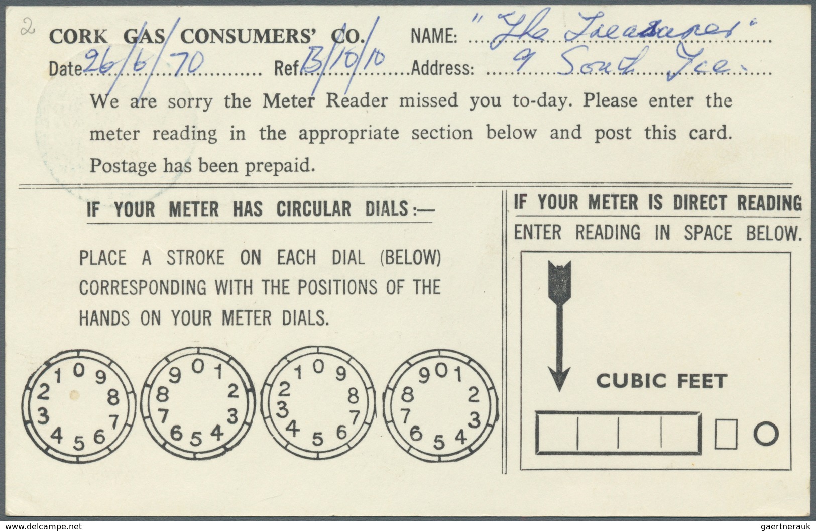 14454 Irland - Ganzsachen: Cork Gas Consumer Company: 1969, 4 D. Deep Blue Printed Matter Card, Unused (fi - Ganzsachen