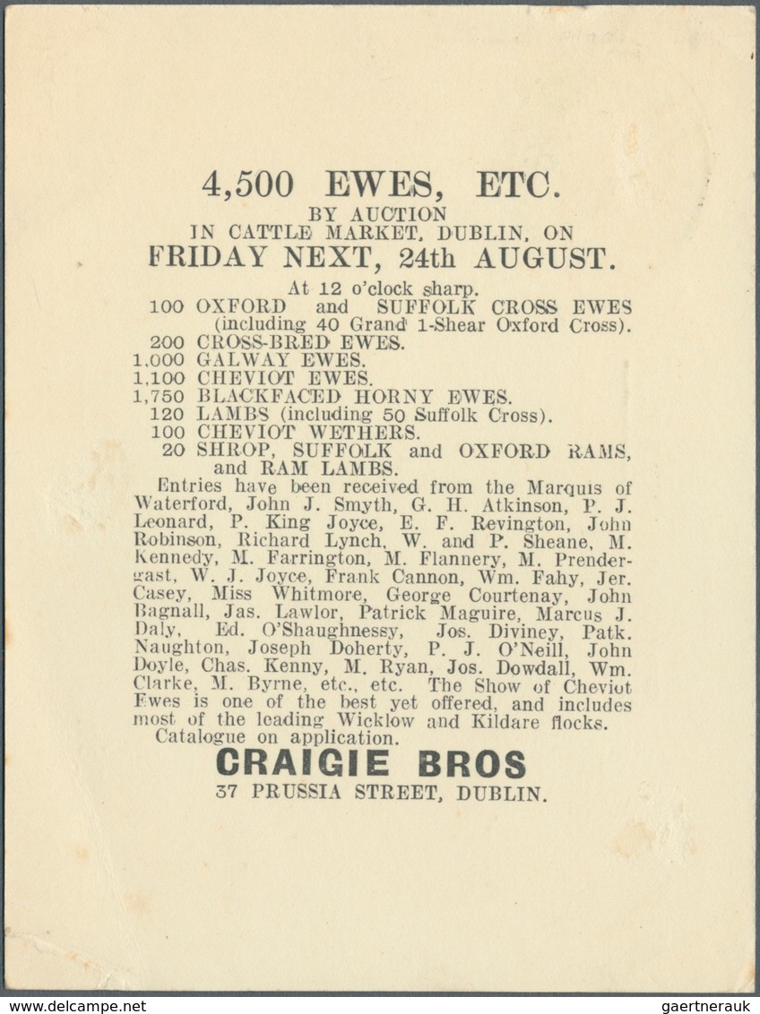 14456 Irland - Ganzsachen: Craigie Bros., Dublin: 1928, 1/2 D. Green Printed Matter Card With Text For Ewe - Ganzsachen