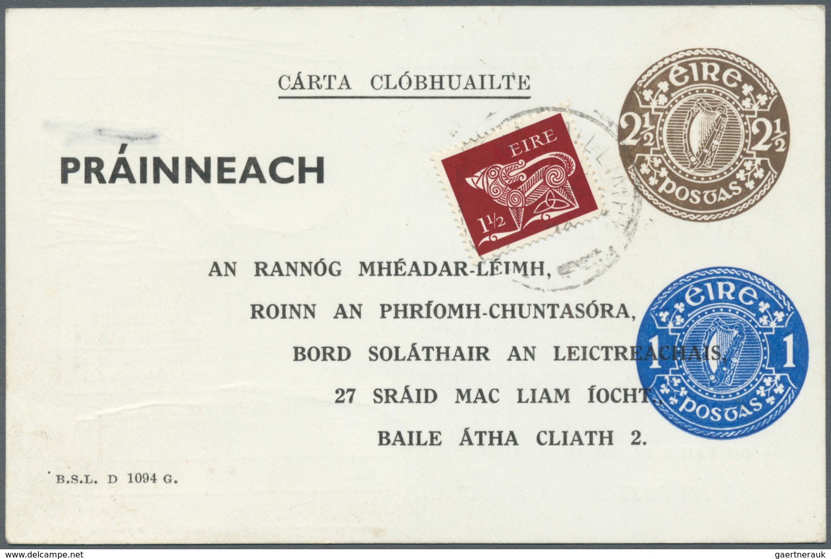 14472 Irland - Ganzsachen: Electricity Supply Board: 1973, 2 1/2 D. Brown + 1 D. Blue Printed Matter Card - Ganzsachen