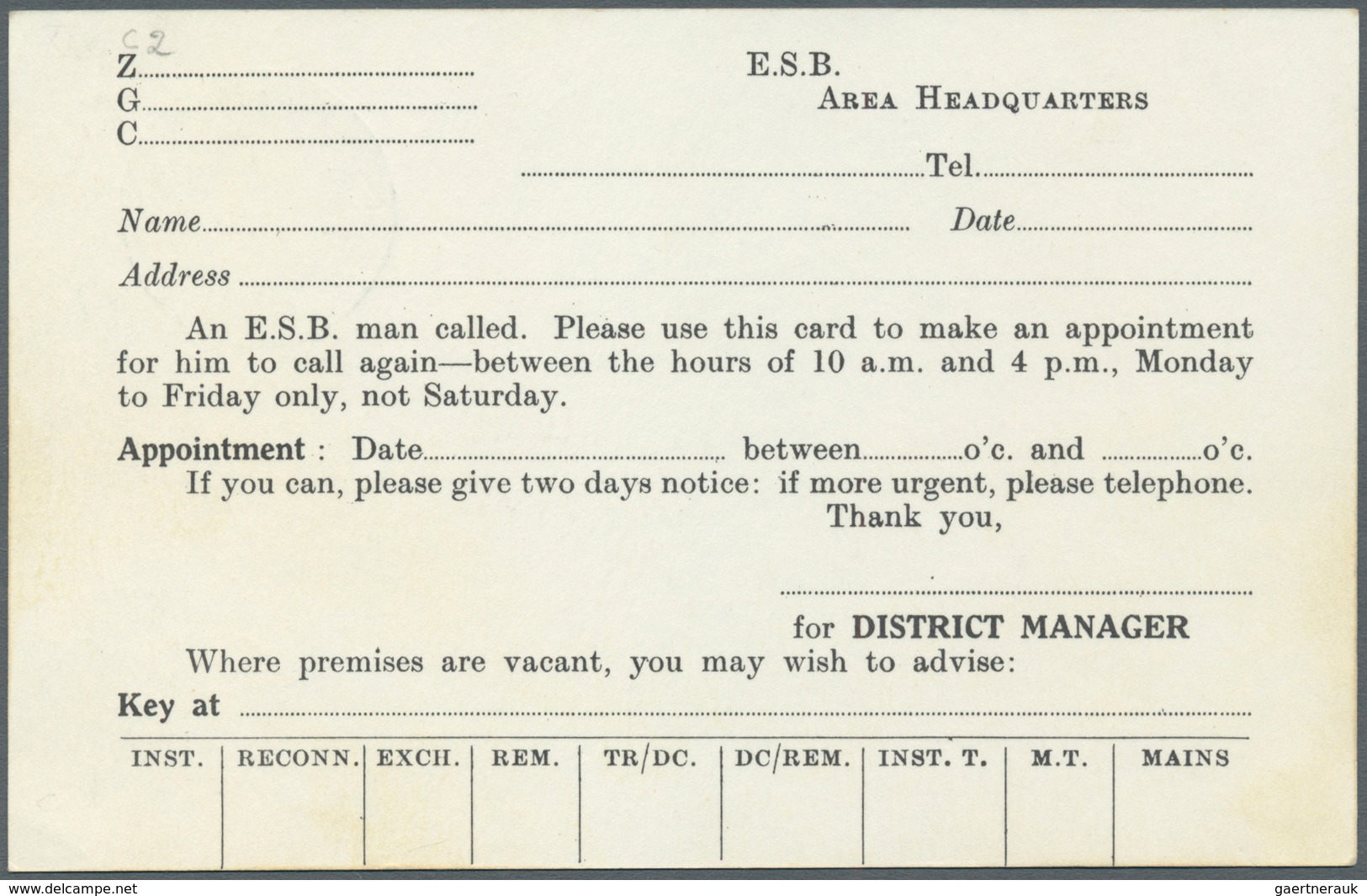 14478 Irland - Ganzsachen: Electricity Supply Board: 1969, 4 D. Deep Blue Printed Matter Card (Area Headqu - Ganzsachen