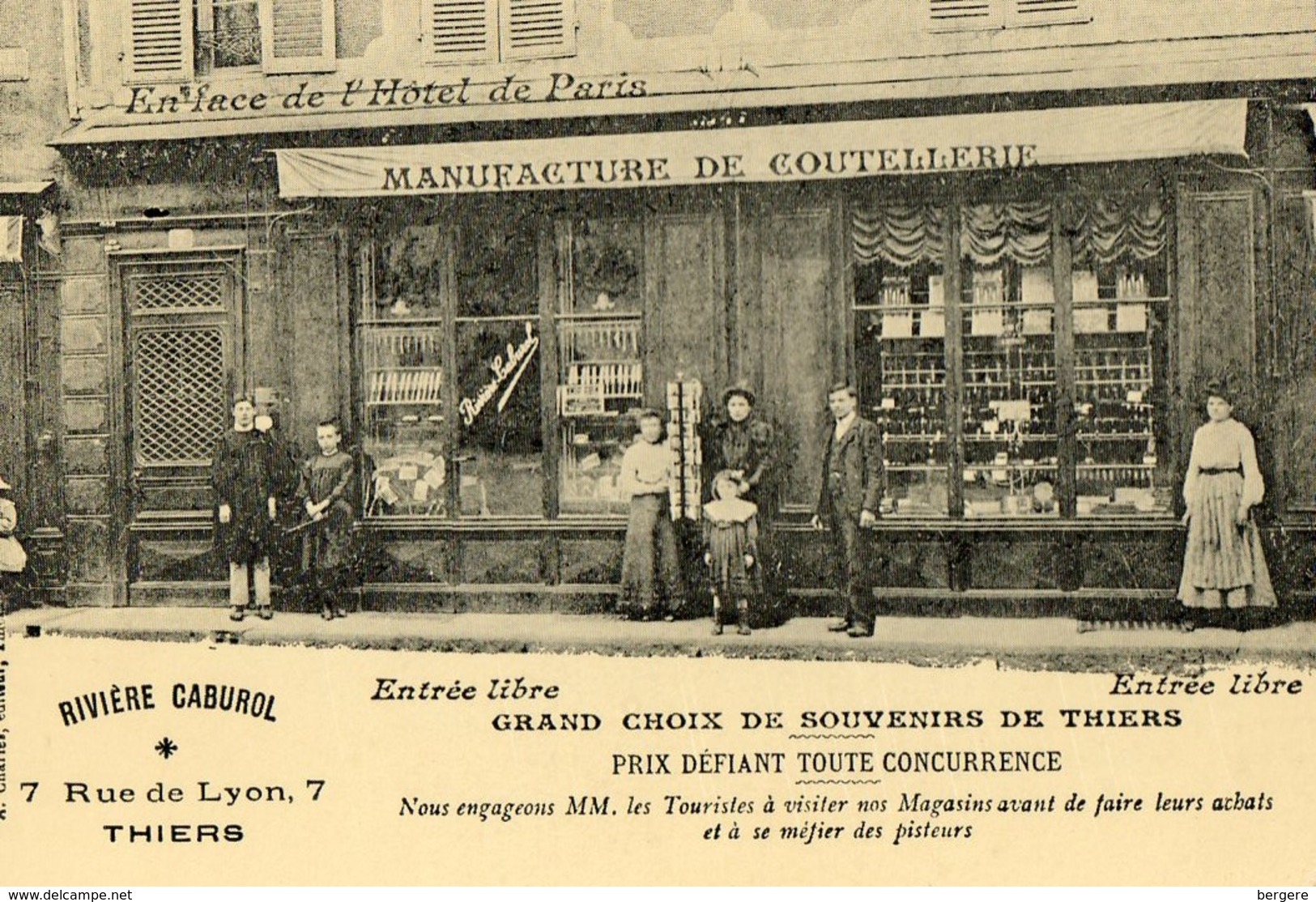 63. CP. THIERS. Rivière Caburol, 7 Rue De Lyon, Manufacture De Coutellerie. - Thiers