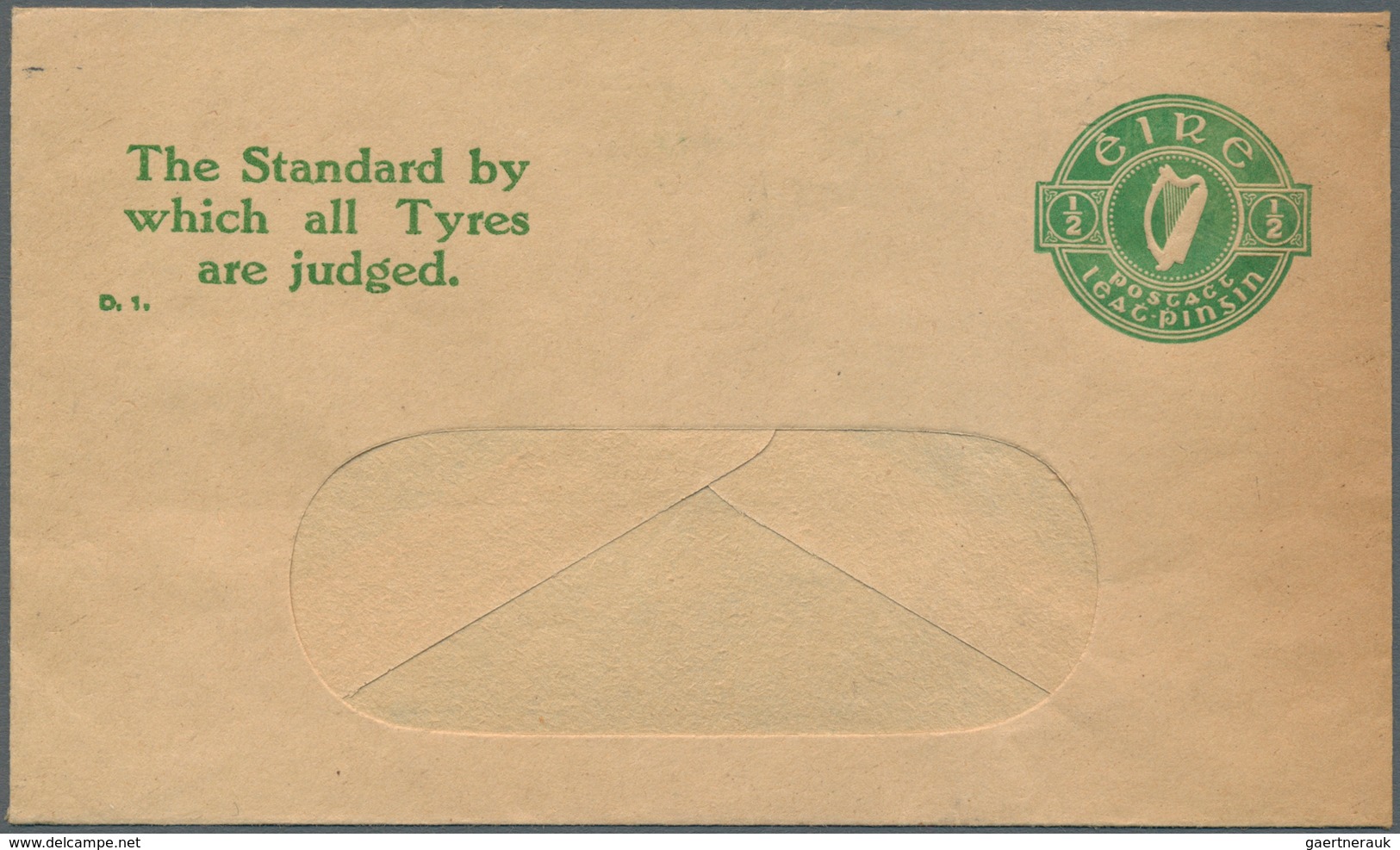 14495 Irland - Ganzsachen: Th Irish Dunlop Cp., Ldt.: 1941, 1/2 D. Pale Green Window Envelope Without Cell - Ganzsachen
